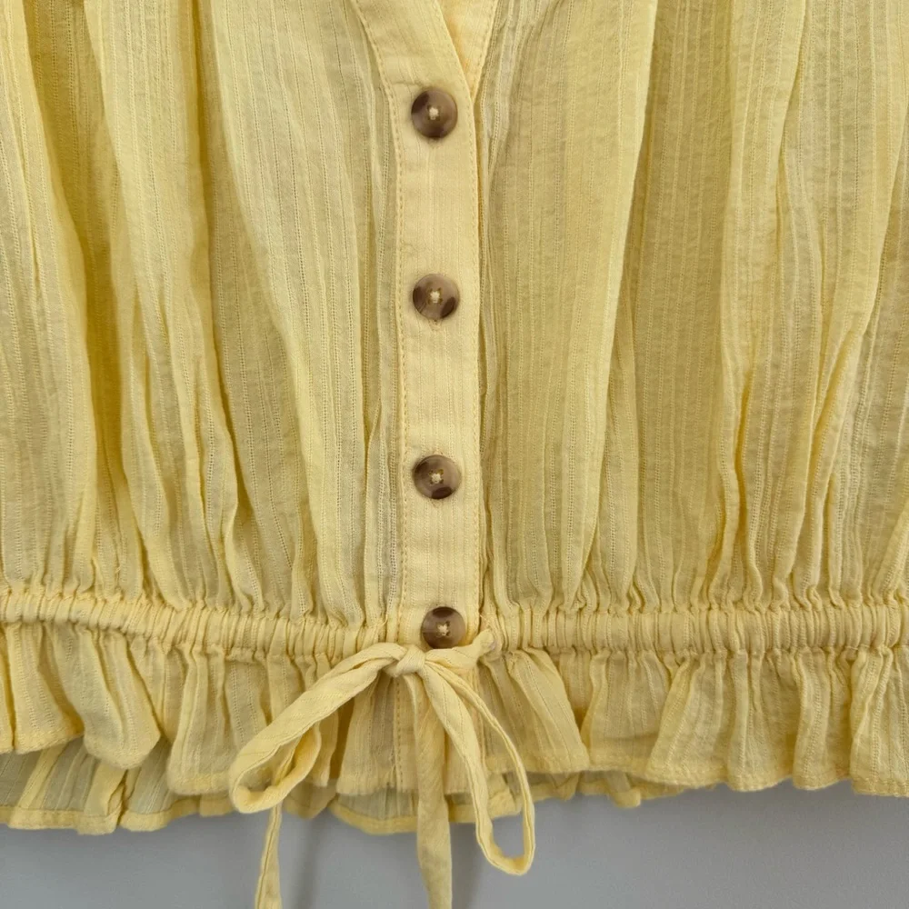 Free People Little Cloud Cropped Puff Sleeve Blouse Size XS 100% Cotton